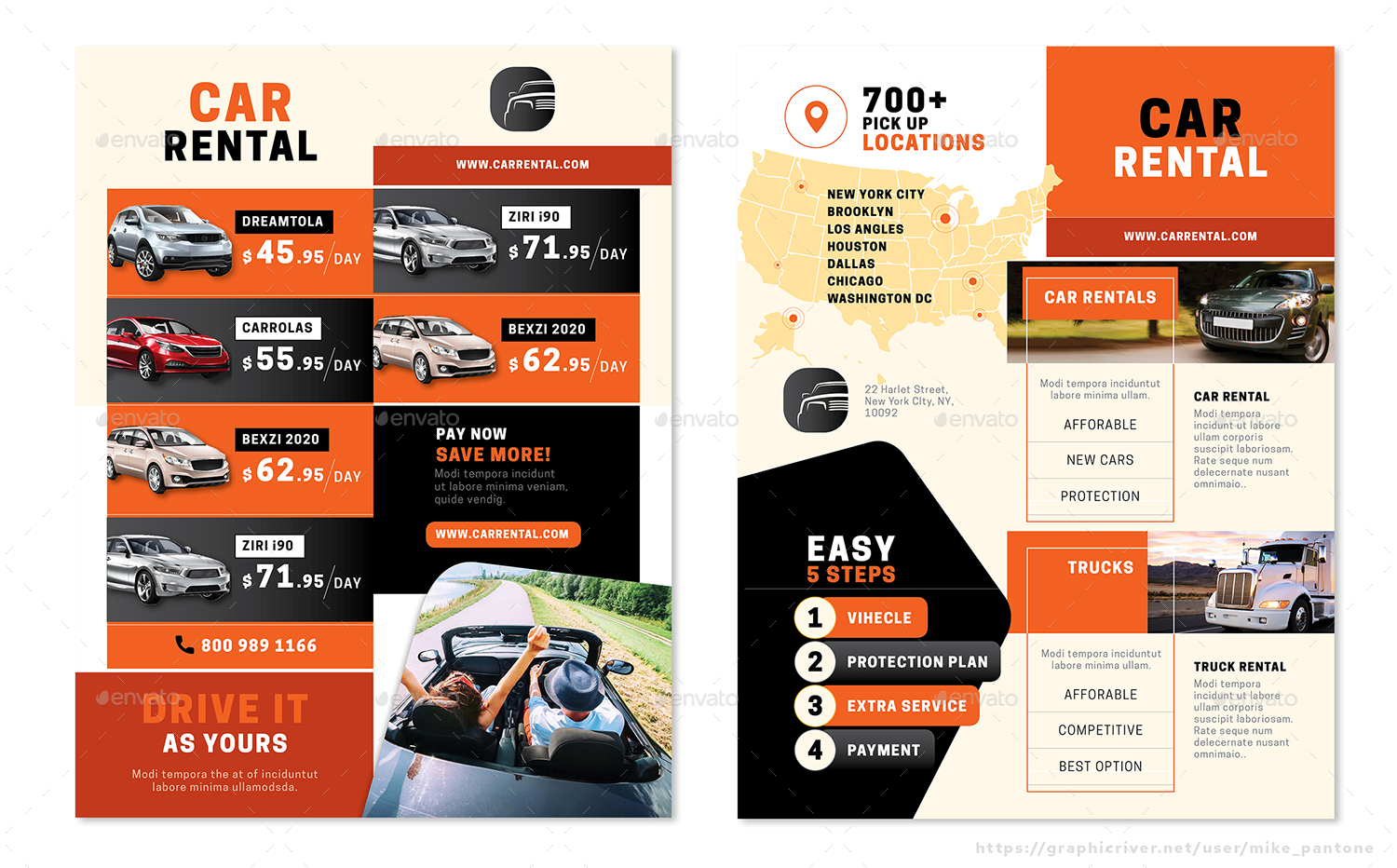 Car Rental Print Bundle by Mike_pantone GraphicRiver